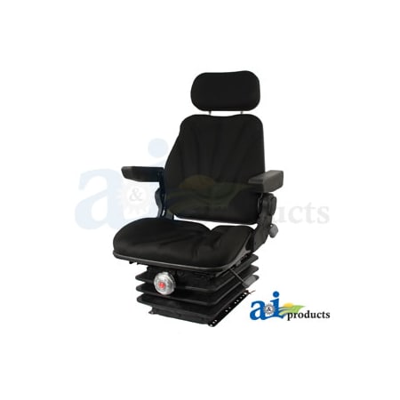 A & I Products Seat, F10 Series, Mechanical Suspension / Armrest / Headrest / Black Cloth 22" x20.5" x20" A-F10M240